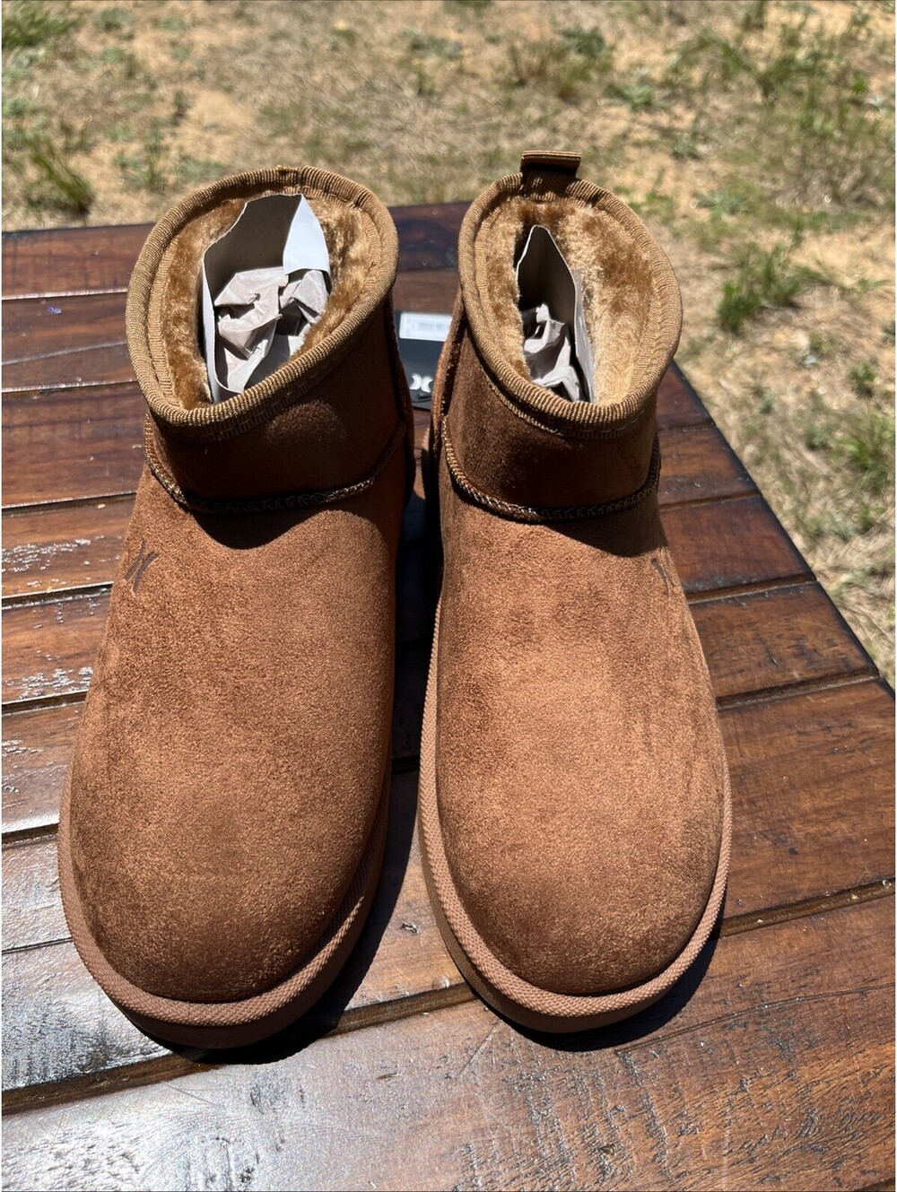 HURLEY Mako Boots Youth Size 5 Soft Brown Faux Suede/Fur Sherpa